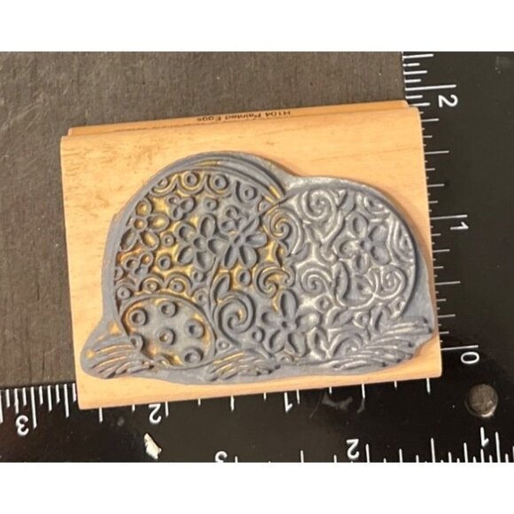 H104 Painted Eggs Wood MOunted Rubber Stamp By Fun Stamps 1996 Easter - Picture 2 of 5